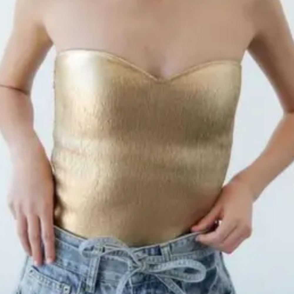 Zara gold strapless top
